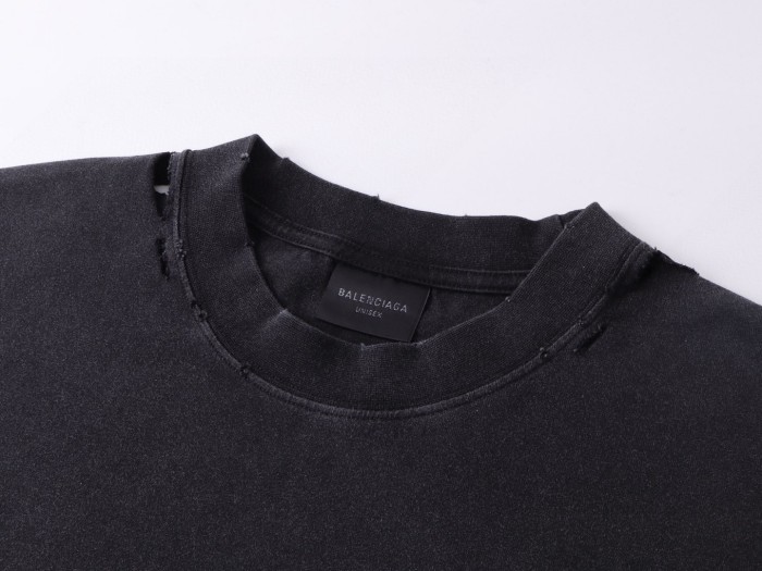 Balenciaga International Cropped T-shirt in Faded Black