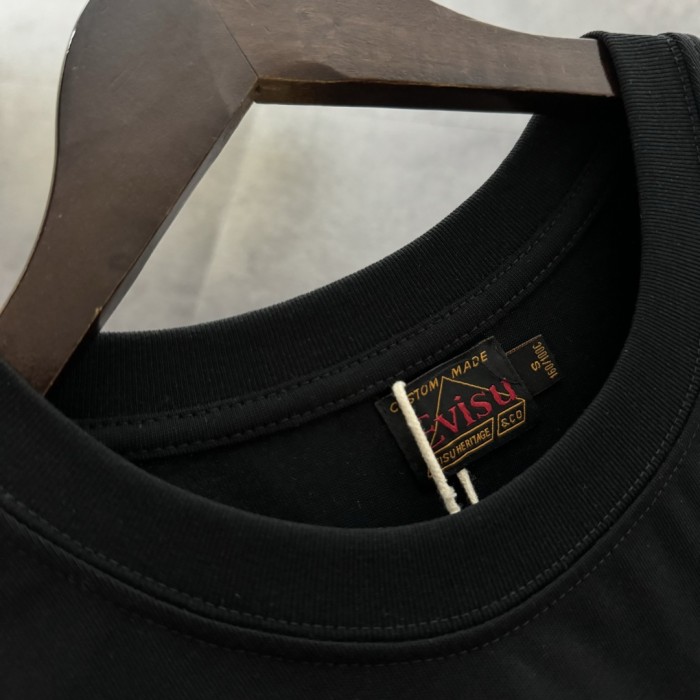 Black Evisu Seagull Graffiti Print T-Shirt