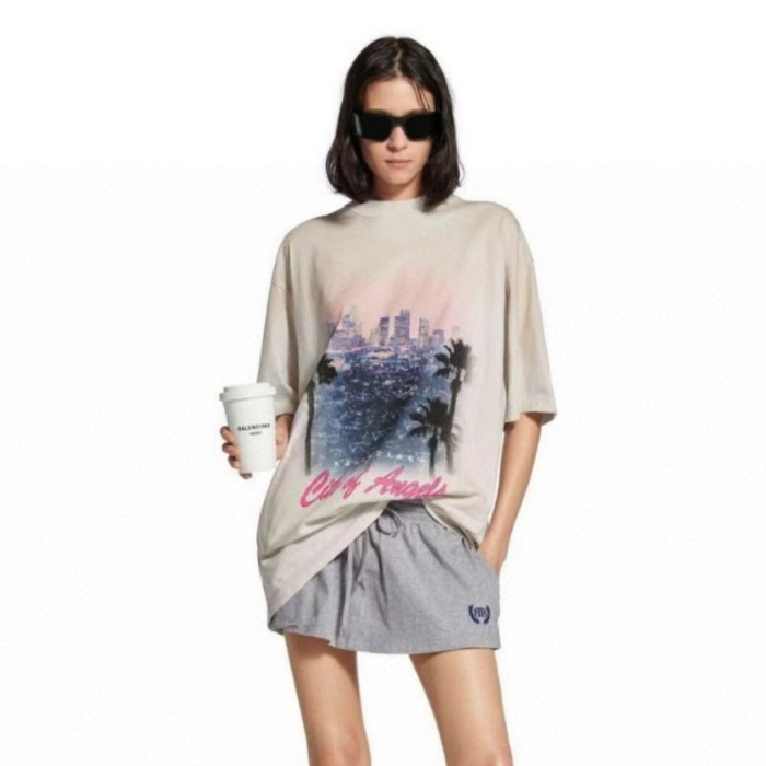 Balenciaga City Of Angels T-shirt Medium Fit in Black Faded