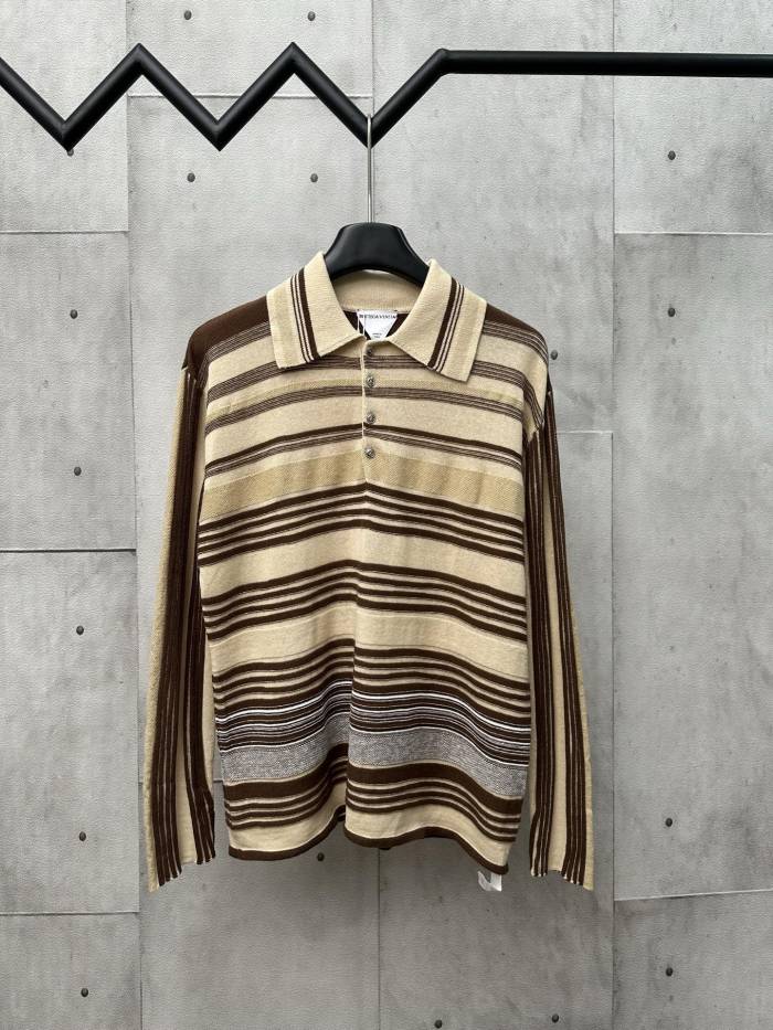 Bottega Veneta Men's Striped Linen-Blend Polo Shirt