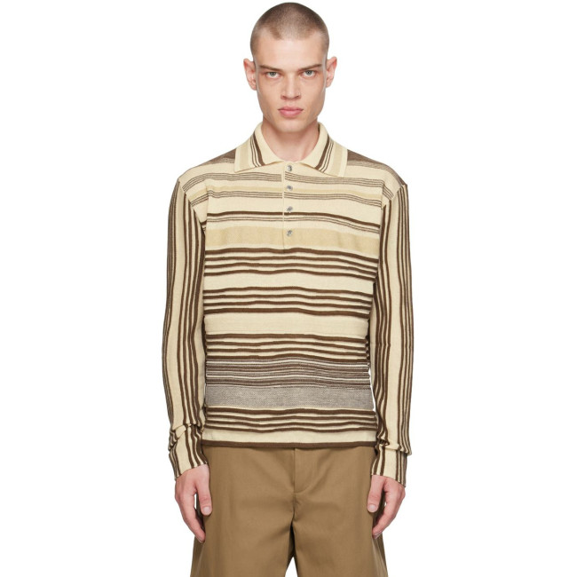 Bottega Veneta Men's Striped Linen-Blend Polo Shirt