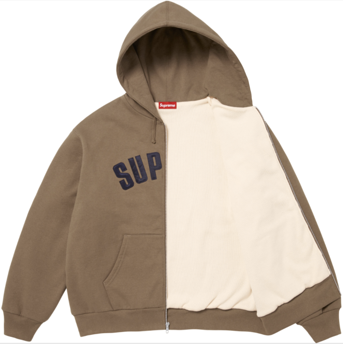 Supreme Arc Thermal Lined Zip Up Hooded Sweatshirt