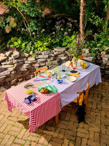 Checkered tablecloth