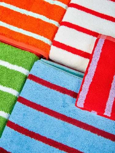 Family stripe bath towel and hand towel