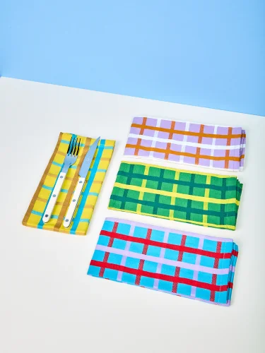 Woven check napkin