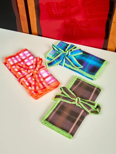 Four-piece hand-painted napkin set