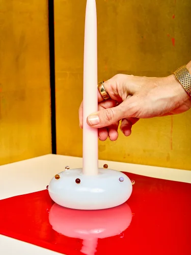 Cotton ball candlestick;