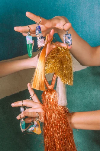 Gold nugget keychain