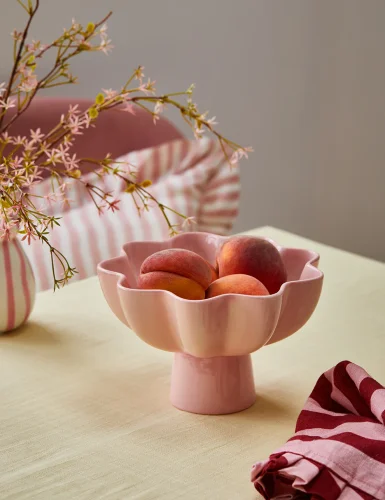 Pink petal footed bowl