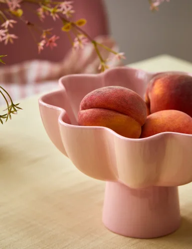 Pink petal footed bowl