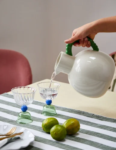 Green and grey-white decorative pot