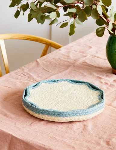 6 sets of marine blue scallop placemats