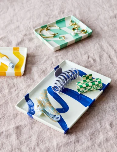 Cobalt blue decorated tray