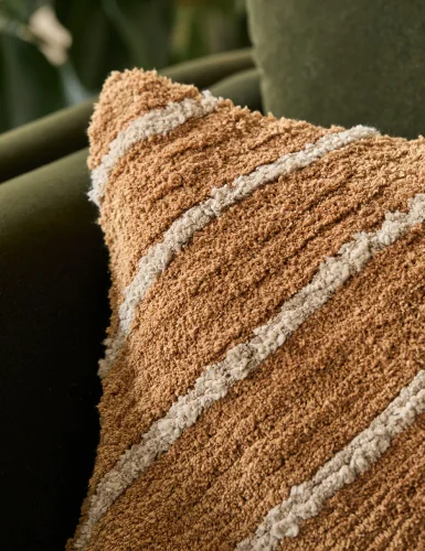 Deep orange velvet cushion cover;