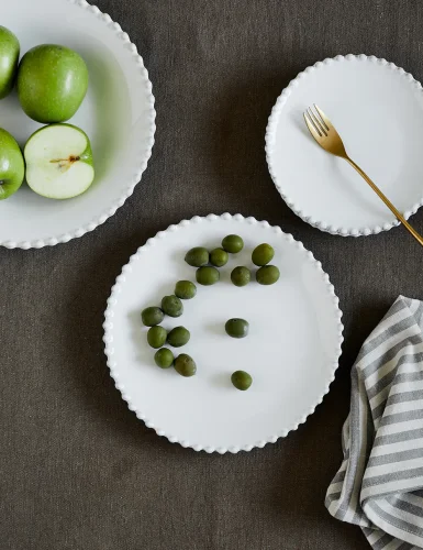 White pearl stoneware salad plate