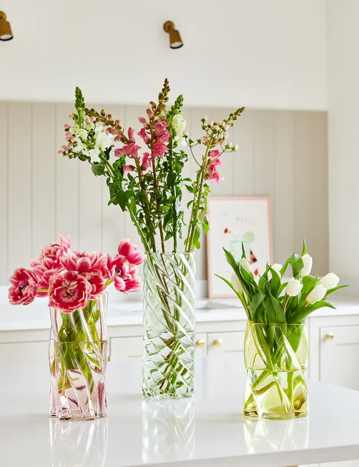 Pink twisted glass vase