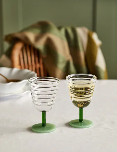 2 green cell glass cups