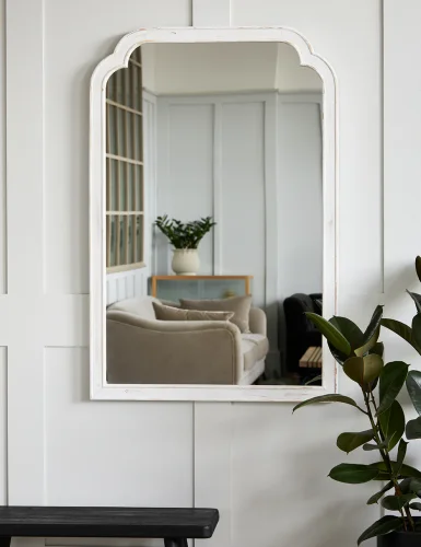 Rusty old white wooden mirror