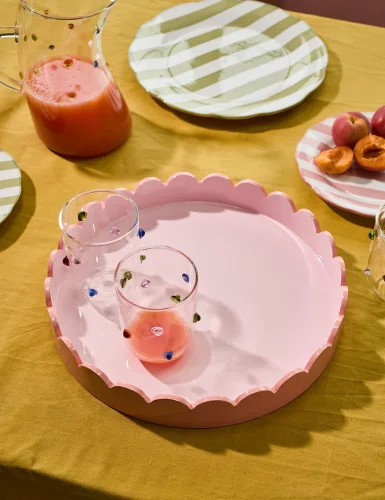 Strawberry cheesecake wavy lacquerware tray