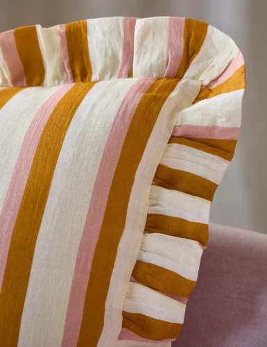 Entertainment La Bouche large cushion with stripes ocher & blush