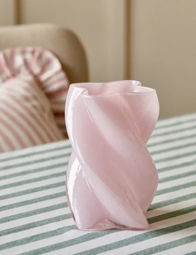 Opaque pink cotton candy vase