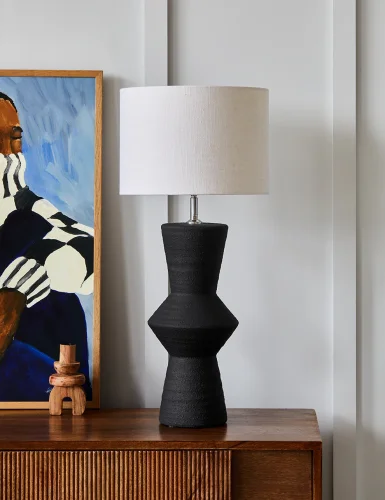 Ayla ceramic table lamp base - black