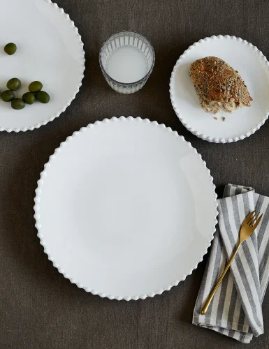 White pearl stoneware dinner plate