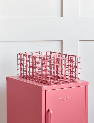 Mustard manufacturing lock storage cabinet - three-piece wire basket - soft fruit