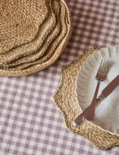A set of 6 natural fan-shaped placemats