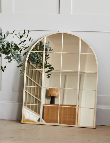 Hampstead white arched grid mirror