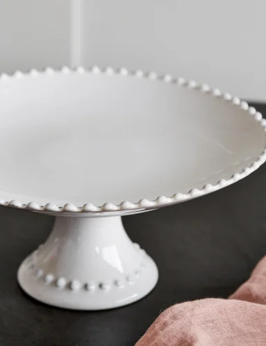 White pearl stone center decorated plate