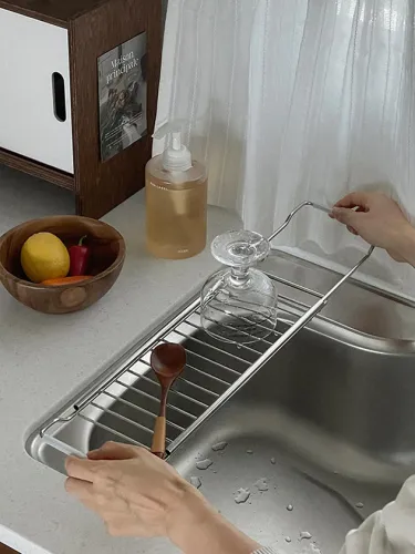 304 stainless steel adjustable mobile dish rack