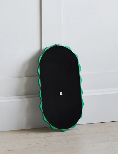 Medium oval green wavy mirror
