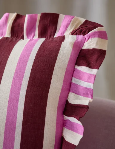 Entertainment La Bouche large striped Burgundy and Cerise Cushion