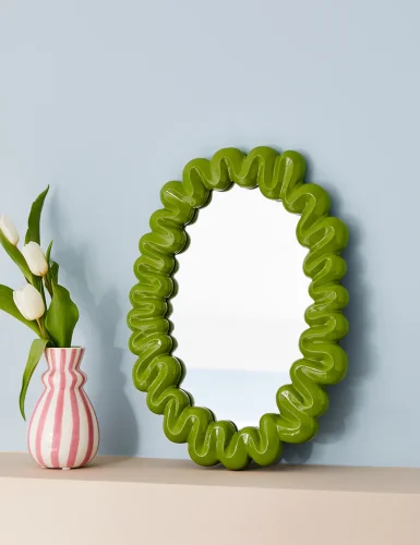 Lemon green wave mirror
