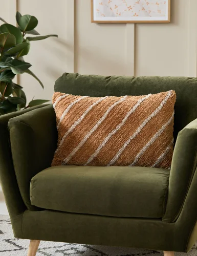 Deep orange velvet cushion cover;