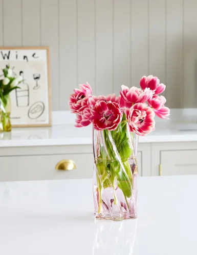Pink twisted glass vase