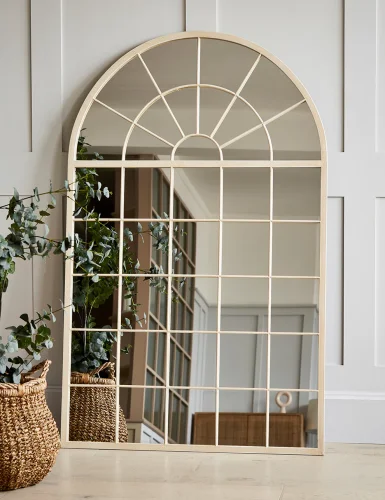 Holmesworth large white arched lattice mirror