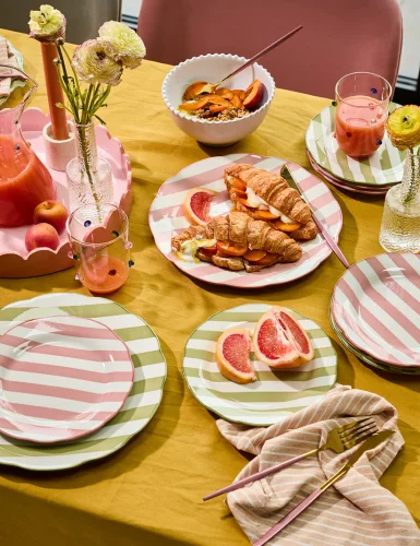 Green stripe Florence dinner plate