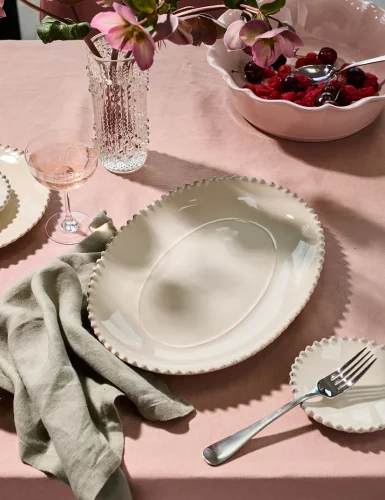 Creamy pearl oval tray