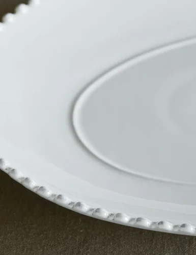 White pearl stone pottery oval tray