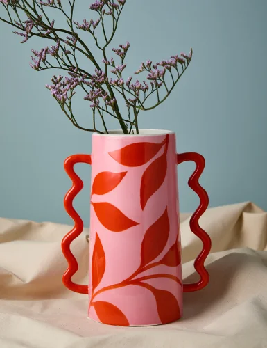 Red and pink Sala porcelain vase
