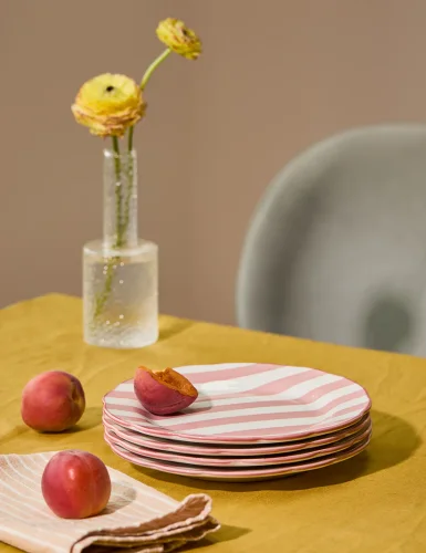 Pink striped florentine side plate