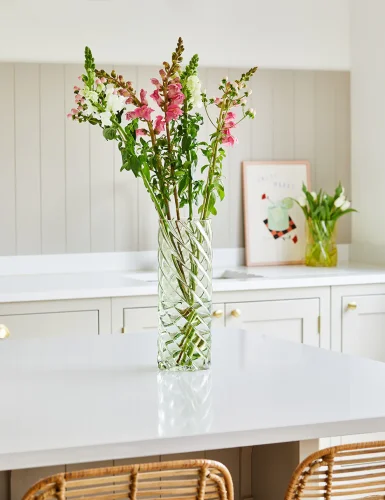 Green twisted glass vase