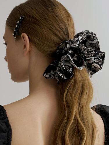 Ink Flower Scrunchie