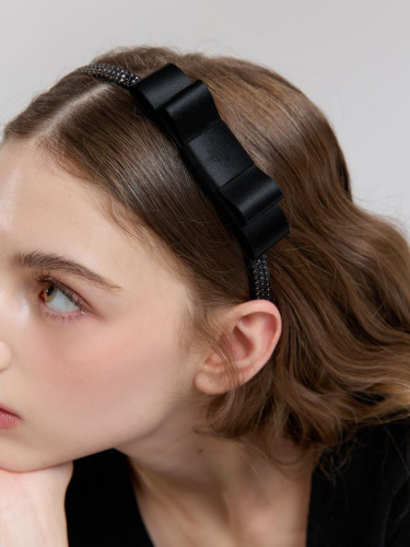 Crystal Ribbon Black Hairband