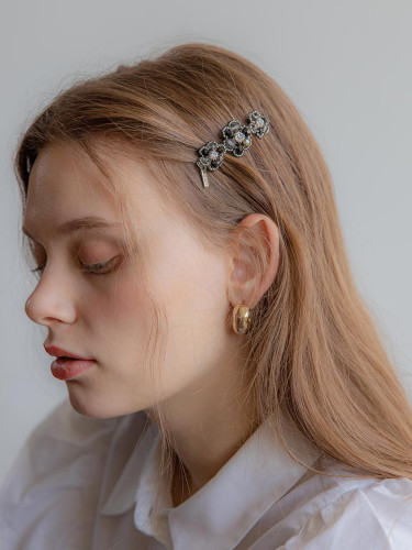 Flower Beaded Crystal Handmade Hair Pin