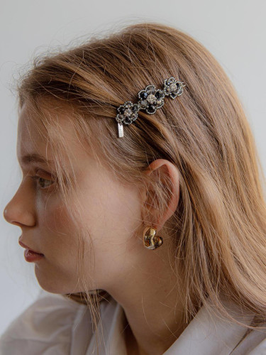 Flower Beaded Crystal Handmade Hair Pin