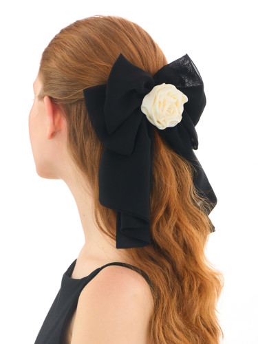 Rose Fluffy Ribbon Hair Clip