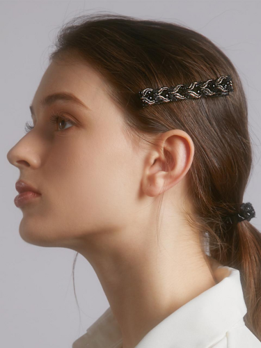 Metal Crystal Beaded Slim Hair Clip